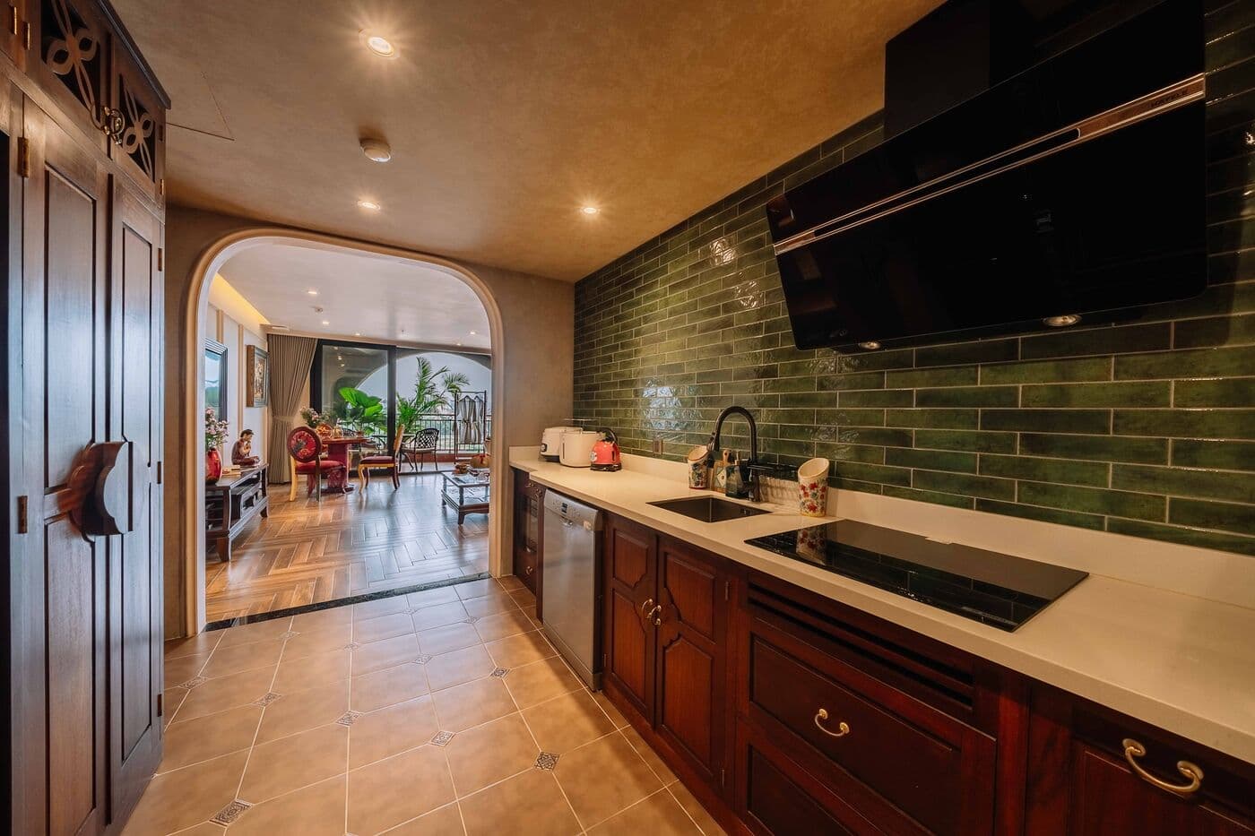 Kitchen and dining corridor in an AN Residence apartment