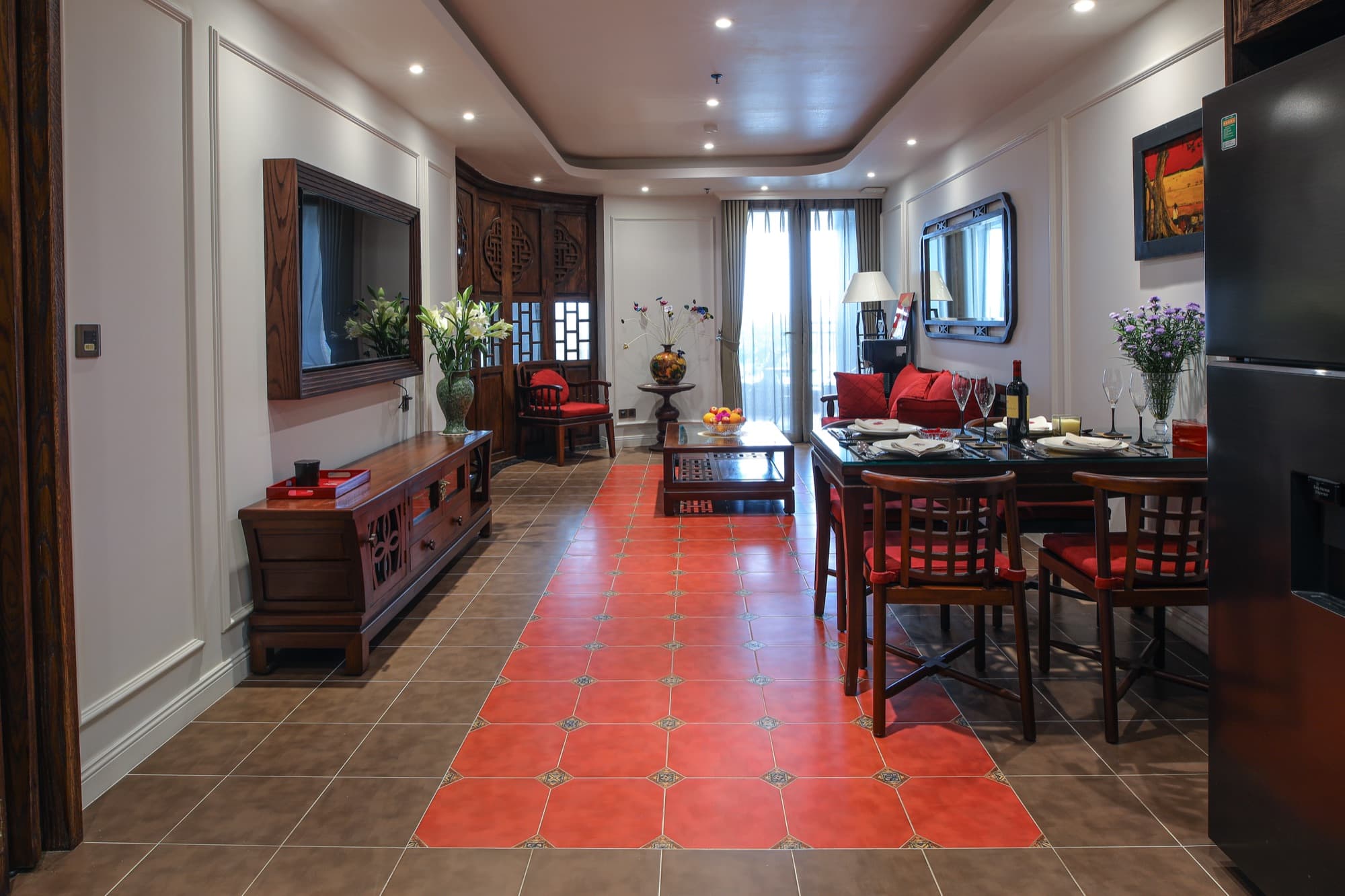 Living and dining room, Two-Bedroom Deluxe Apartment